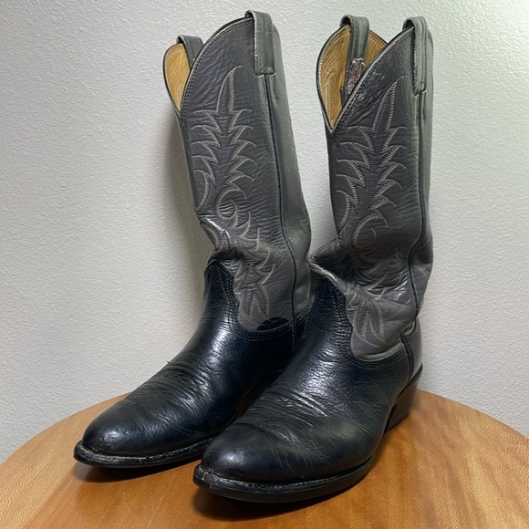 Mens Beat Up Vintage Nocona Cowboy Leather Boots Riding Heel Size 7 1/2 EE - Picture 1 of 16